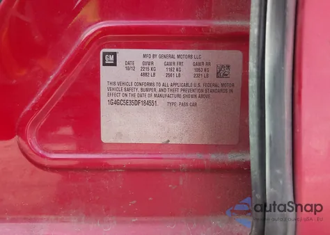 2013 Buick Lacrosse Leather Group from USA, damaged, VIN 1G4GC5E35DF184551